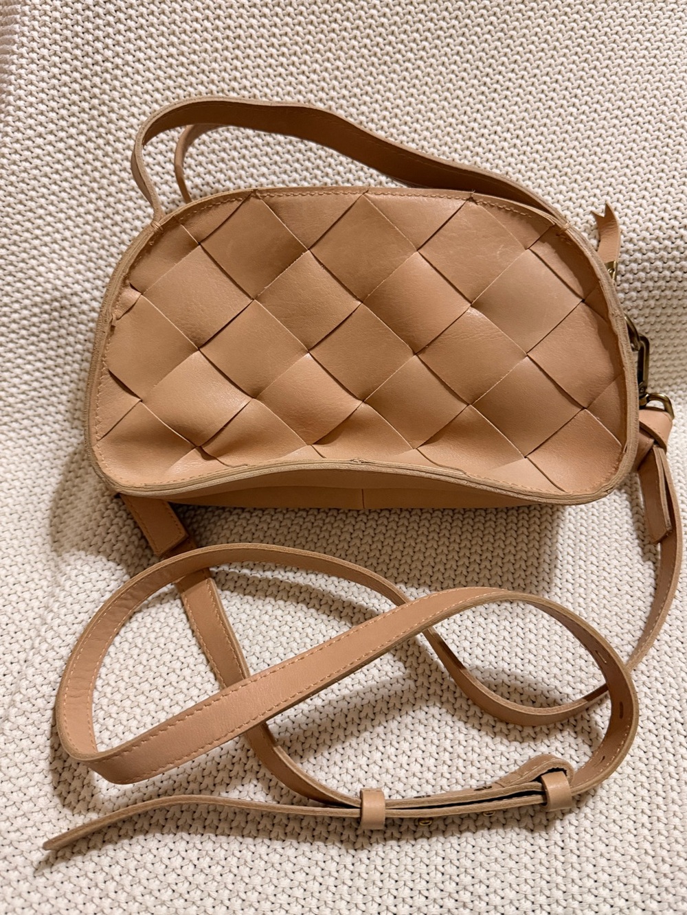 Madewell Woven Leather Crossbody Bag in Tan